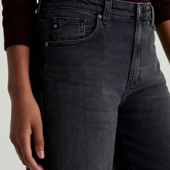 AG Saige Wide Leg Crop High-Rise Fit Size 30 Color Black - Picture 2 of 16